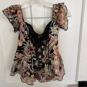 Floral Embroidered Women's Top